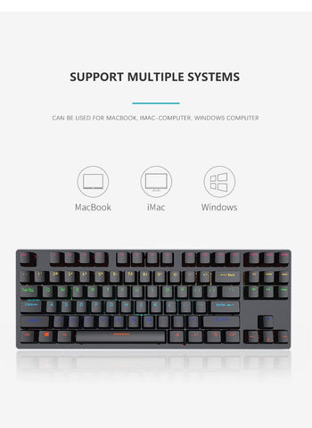 87 Keys Gaming Mechanical Keyboard ?Full-Size Wired Office Design Ergonomics Keyboard, USB Plug-and-Play Punk Gaming Real Mechanical Keyboard for PC Laptop (Color : Blackwhite Red-Shaft)
