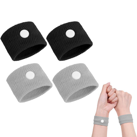 ACWOO Motion Sickness Wristbands, 2 Pairs Natural Sickness Bands for Kids & Adults, Anti-Nausea Wristbands for Car Sea Sickness, Relief Wristbans for Sea Flying Travel (Black+Gray)