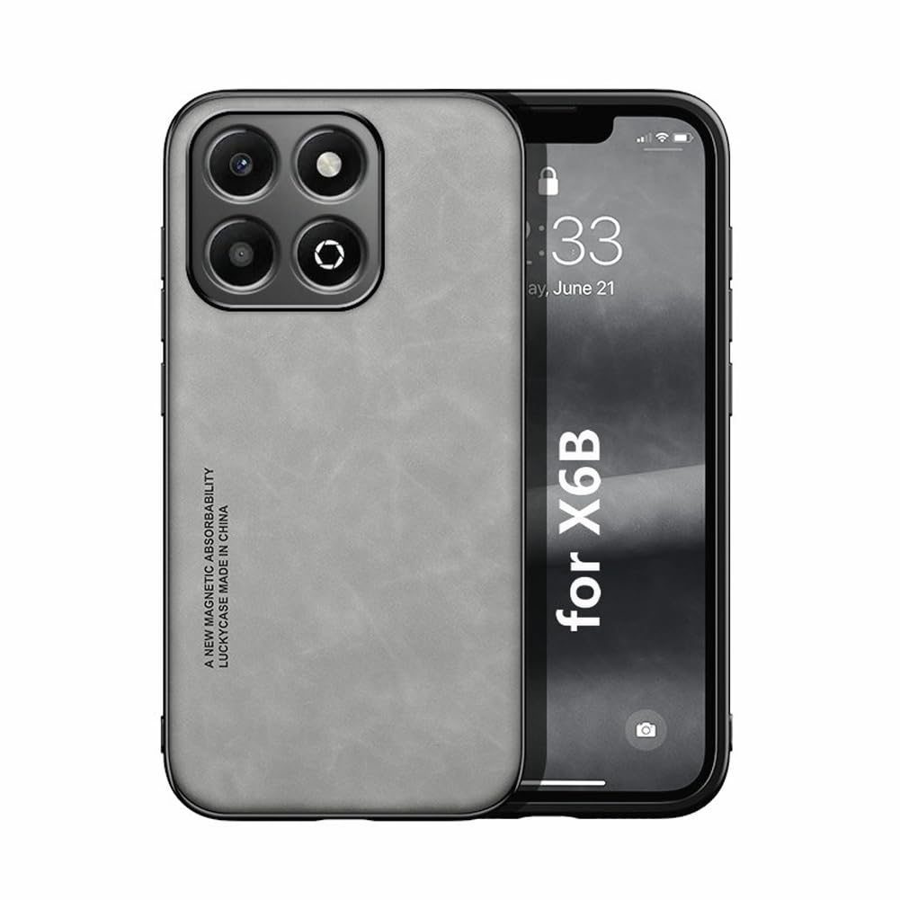 Kepuch Silklike Case for Honor X6B - Cover Bumper Built-in Metal Plate for Honor X6B - Gray