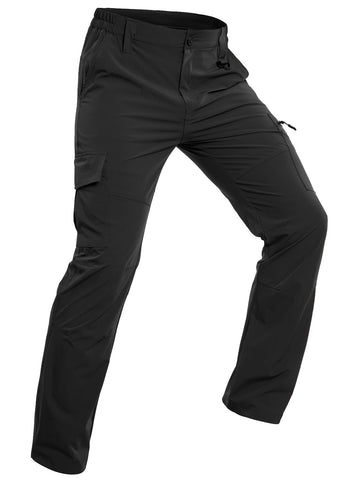 MANSDOUR Men's Lightweight Hiking Pants Quick Dry Water Resistant Tactical Work Outdoor Fishing Cargo Trousers, Black, 32