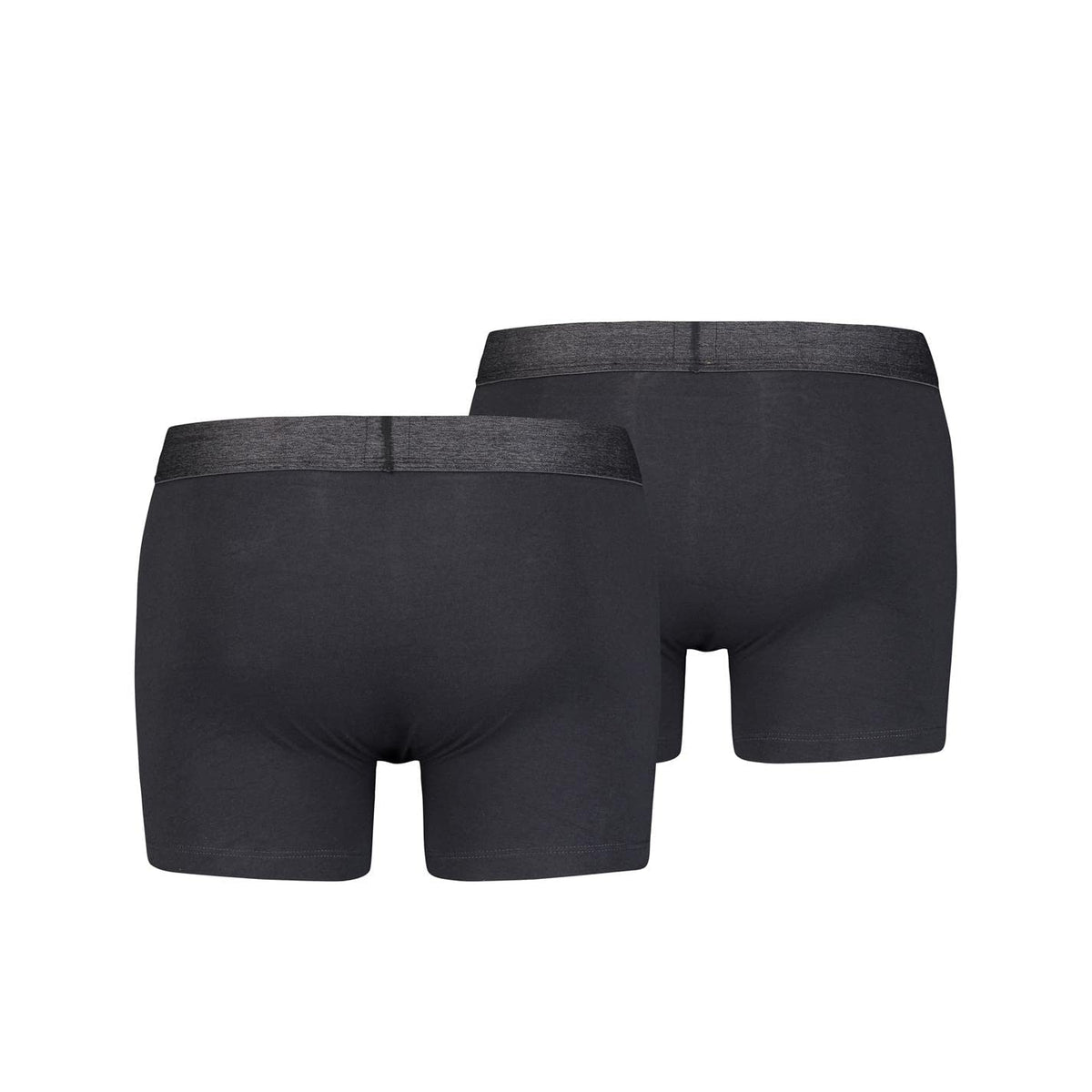 Levi's Men's Melange Wasitband Organic Cotton Boxer Brief (Pack of 2), Black, L