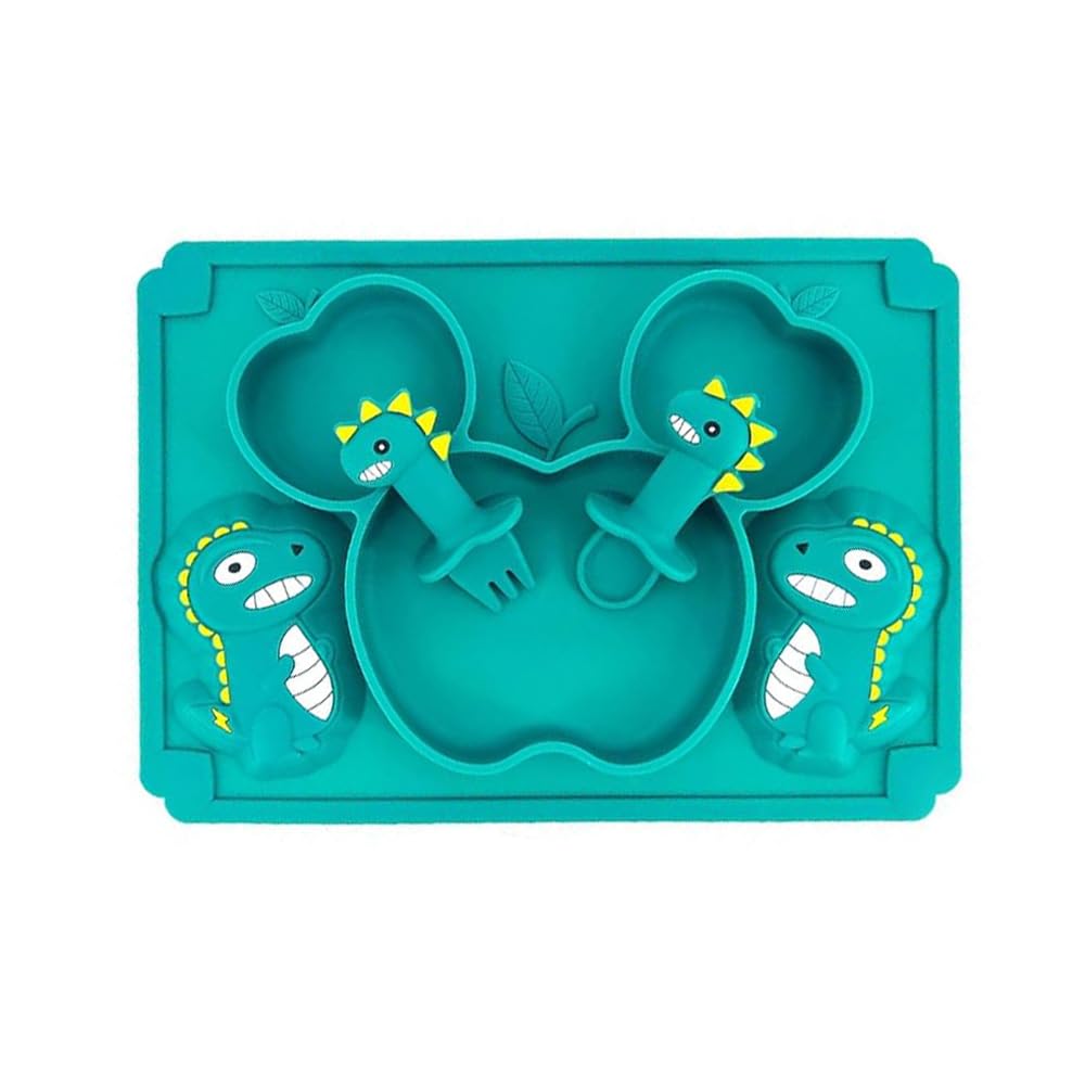 Dinosaur Silicone Toddler Plates, Suction Baby Feeding Utensils Set with Spoon and Fork Non Slip BPA Free Baby PlatesÃƒÆ’Ã†â€™Ãƒâ€ Ã¢â‚¬â„¢ÃƒÆ’Ã‚Â¢ÃƒÂ¢Ã¢â‚¬Å¡Ã‚Â¬Ãƒâ€¦Ã‚Â¡ÃƒÆ’Ã†â€™ÃƒÂ¢Ã¢â€šÂ¬Ã…Â¡ÃƒÆ’Ã¢â‚¬Å¡Ãƒâ€šÃ‚Â for Kids and Toddler