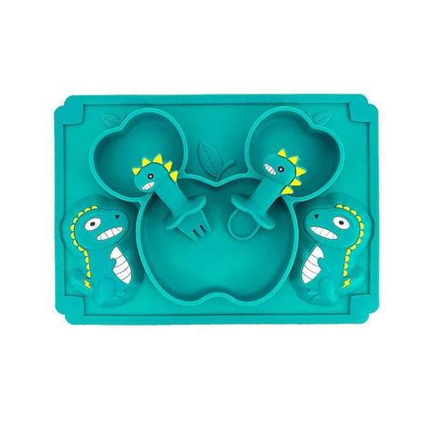 Dinosaur Silicone Toddler Plates, Suction Baby Feeding Utensils Set with Spoon and Fork Non Slip BPA Free Baby PlatesÃƒÆ’Ã†â€™Ãƒâ€ Ã¢â‚¬â„¢ÃƒÆ’Ã‚Â¢ÃƒÂ¢Ã¢â‚¬Å¡Ã‚Â¬Ãƒâ€¦Ã‚Â¡ÃƒÆ’Ã†â€™ÃƒÂ¢Ã¢â€šÂ¬Ã…Â¡ÃƒÆ’Ã¢â‚¬Å¡Ãƒâ€šÃ‚Â for Kids and Toddler