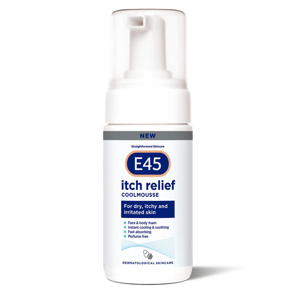 E45 Itch Relief Coolmousse 100ml - Face and Body Foam for Dry Skin, Itchy Skin and Irritated Skin - Cooling Foam to Soothe Itchy Skin