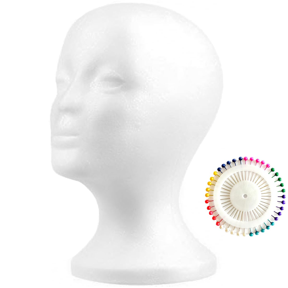 Generic Eaaxup Foam Wig Head?Female Styrofoam Mannequin Wig Display Holder Fixed pin?Hats, Hairpieces, Mask Stand?White Foam Wig Head Display 10.7inch