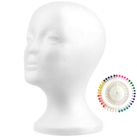 Generic Eaaxup Foam Wig Head?Female Styrofoam Mannequin Wig Display Holder Fixed pin?Hats, Hairpieces, Mask Stand?White Foam Wig Head Display 10.7inch