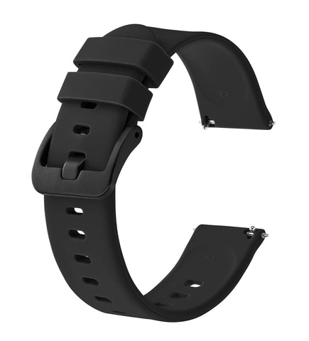 BISONSTRAP Silicone Watch Bands, Slim Watch Straps with Quick Release, 17mm, Black with Black Buckle