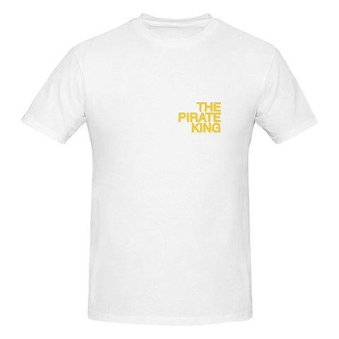 THE PIRATE KING Anime Cotton T-Shirt Embroidery Unisex Cotton Tee for Woman and Man, White, Large
