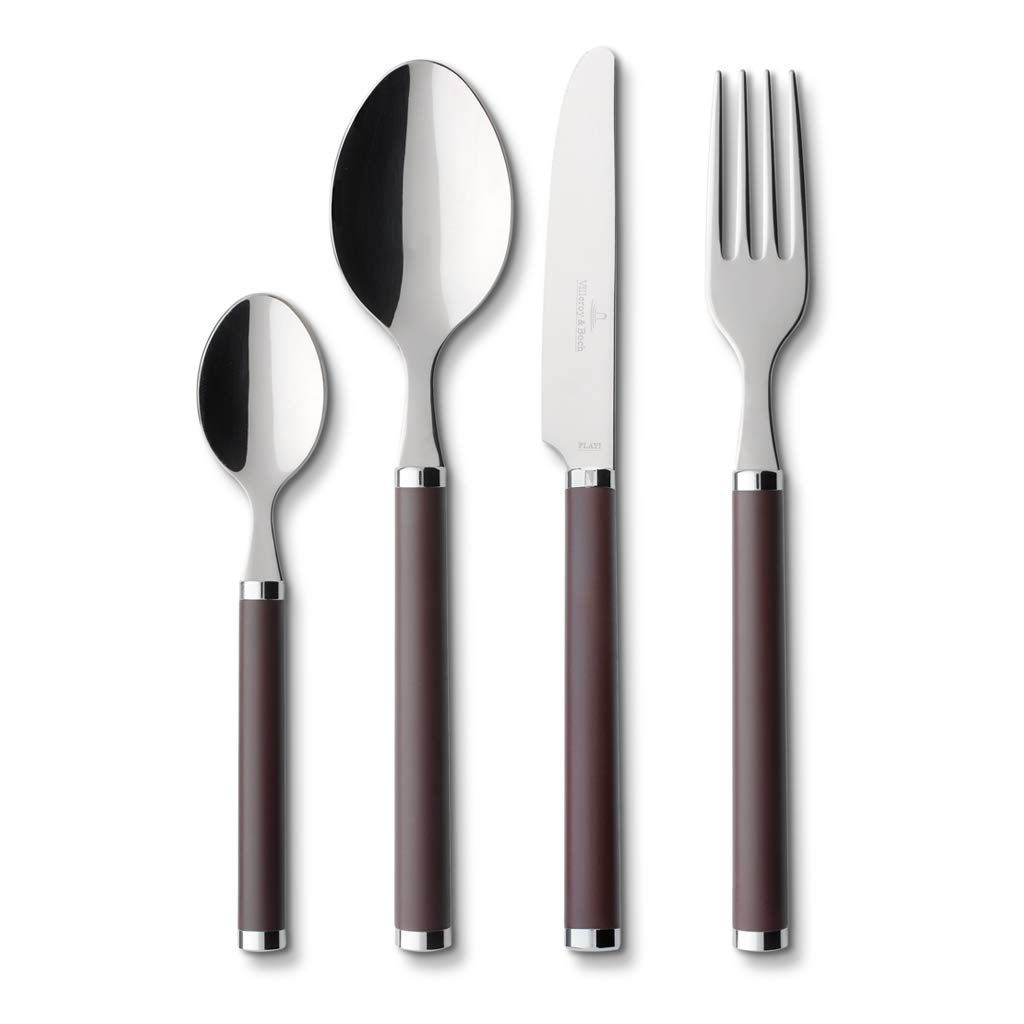 Villeroy & Boch Play! Chocolate Brown Cutlery for up to 6 People, 24 Pieces, Stainless Steel, Brown Plastic Handle