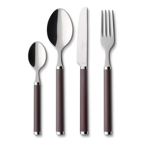 Villeroy & Boch Play! Chocolate Brown Cutlery for up to 6 People, 24 Pieces, Stainless Steel, Brown Plastic Handle