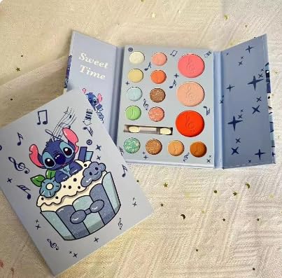 Generic Eyeshadow Palette, 15 Eyeshadows plus Blush and Highlighter, Blue with Glitter Shades