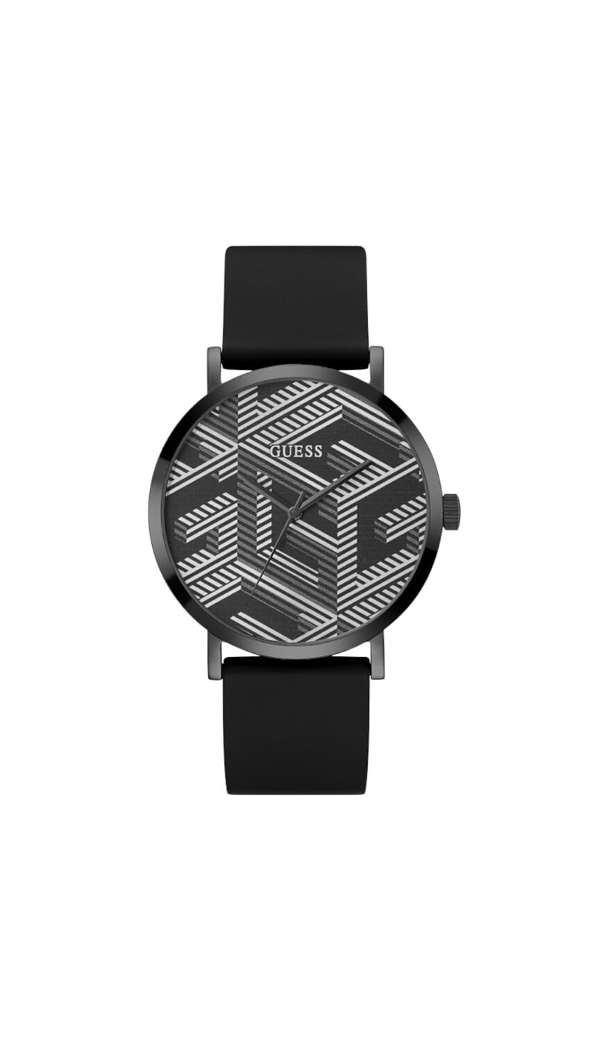 GUESS Men's 44.0mm Watch - Black Strap Grey Dial Black Case