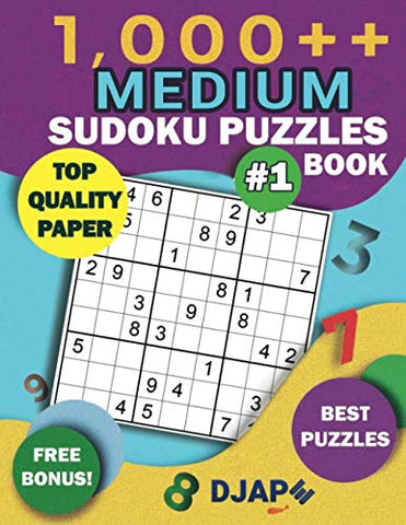 1,000++ MEDIUM Sudoku Puzzles Book: Top Quality Paper, Best Puzzles, Free Bonus! (Sodoku Puzzle Books for Adults)