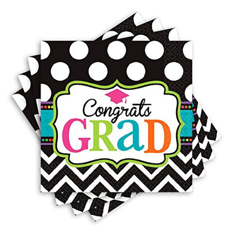 Amscan Dream Big Beverage Napkins Graduation Party Disposable Tableware, Paper, 5" x 5", Pack of 125.