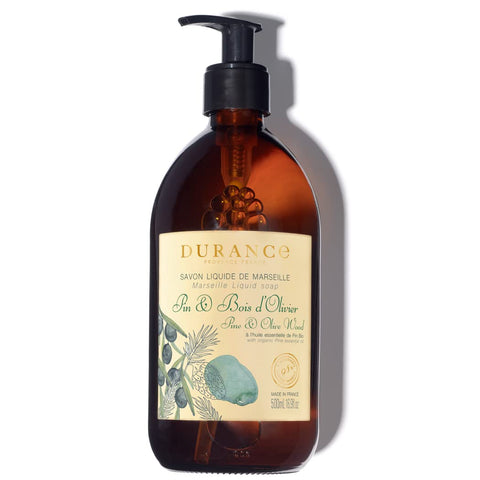 Durance Pine & Olive Wood Marseille Liquid Soap 500ml - Paraben-Free Hand & Body Wash With Olive Oil & Red Rice Extract - Vegan Friendly Shower Gel