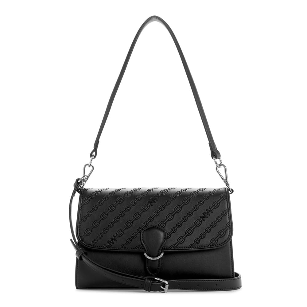Nine West Levvy Top Handle Flap Shoulder Bag Black One Size