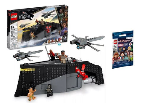 Lego Marvel Black Panther Wakanda Forever War on The Water Building Kit + Mystery Minifigure Gift Set, 5 pcs