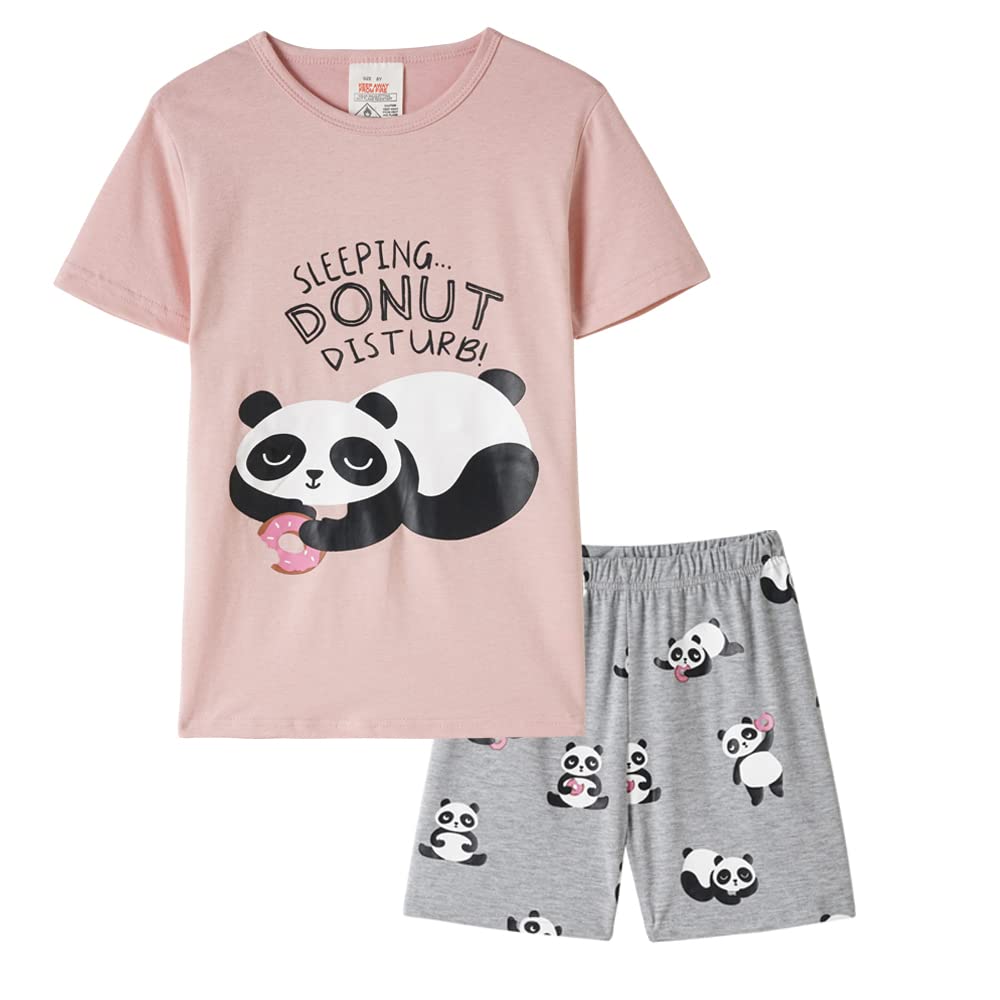 MyFav Big Girls Pajama Sets Cute Patterns Sleepwears Cartoon Kids PJS Pink