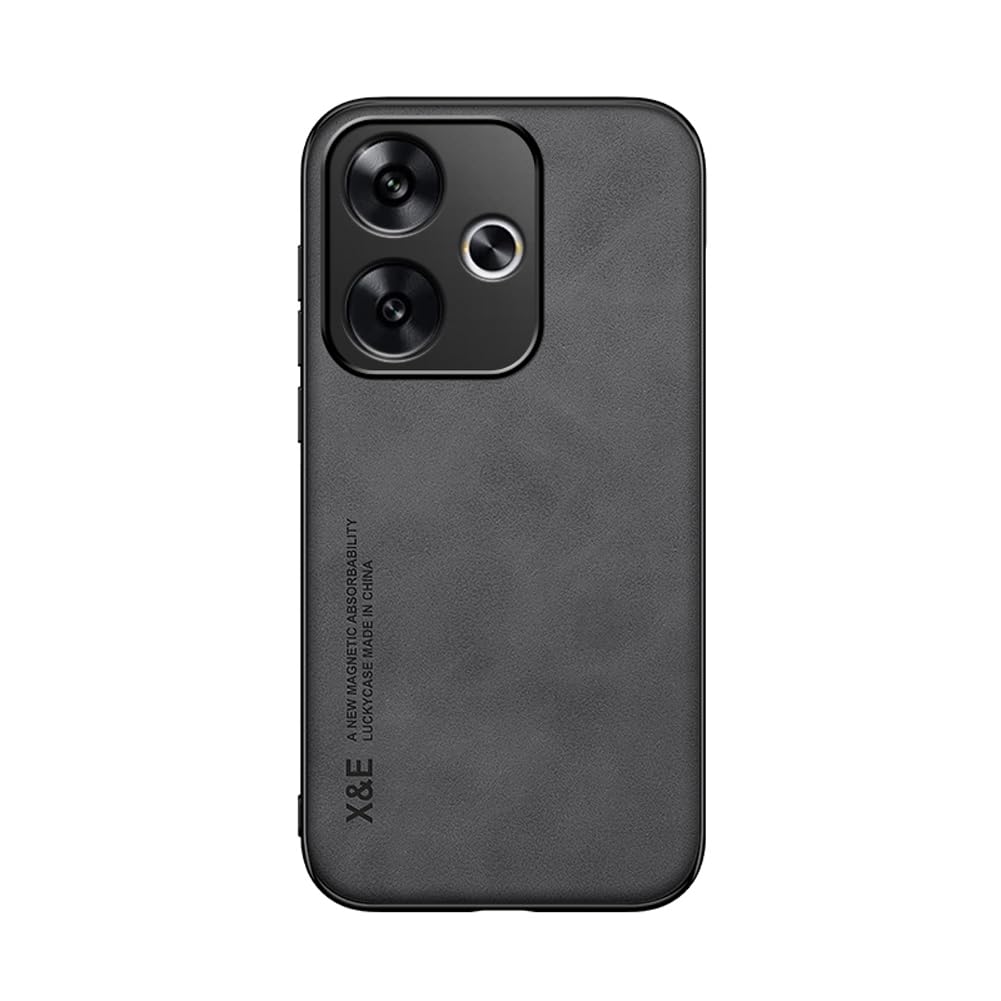 Kepuch Silklike Case Compatible for Redmi Turbo 3 / Poco F6 - Magnetic Holder Built-in Metal Plate Cover Bumper - Black