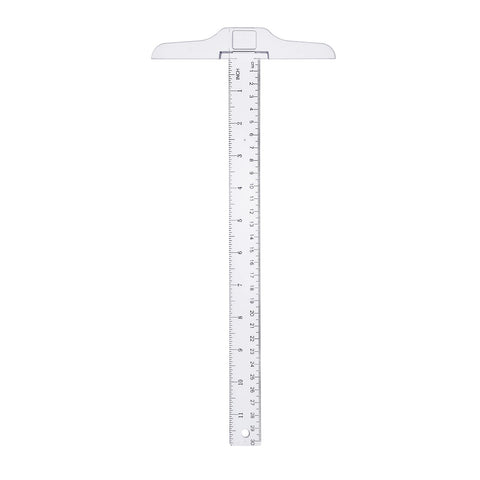Kyuionty Junior T-Square Plastic Transparent T-Ruler 30cm/ 12 Inch for Drafting & Art Framing 1pc