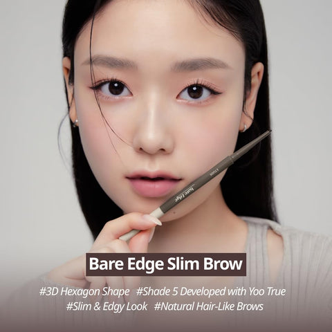 ETUDE Bare Edge Brow Pencil 03 Grey Brown (23AD) | A hexagon-shaped slim brush that delicately coats every strand of eyelashes | Brow Mascara | Zero Clump & No Bushy Brows