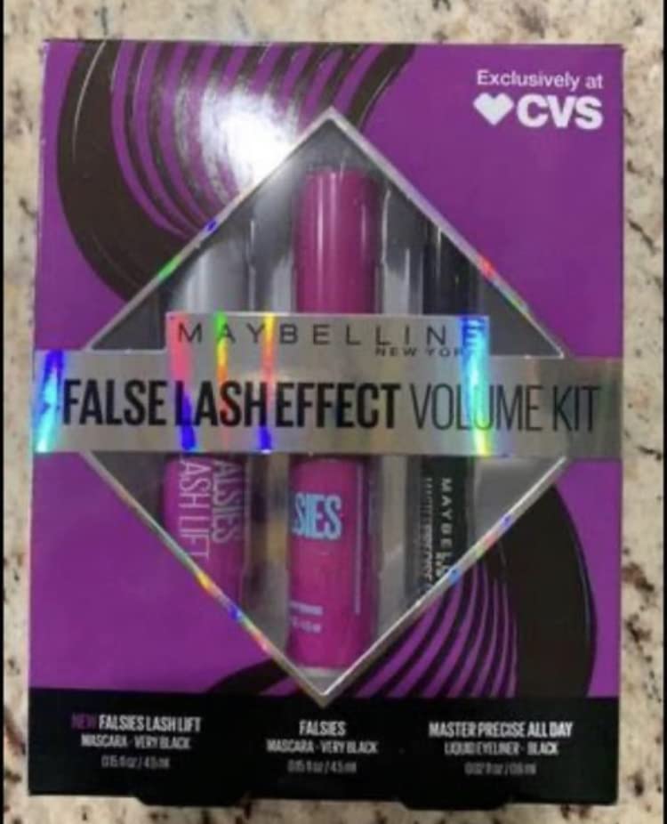 Maybelline False Lash Effect Volume Kit Mascara + Liquid Eyeliner Set in Black/Very Black