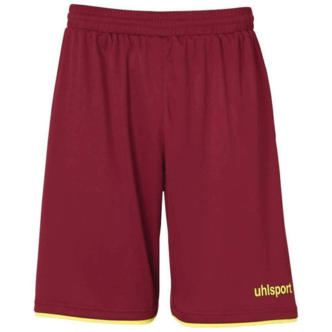 uhlsport Club Men's Football Shorts, mens, 100380606, burgundy/fluorescent yellow, M