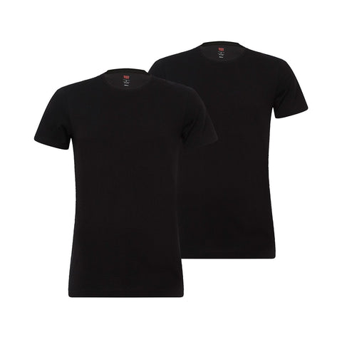 Levi's Men's Levis Men Solid Crew 2p T Shirt, Black (Jet Black 884), S UK
