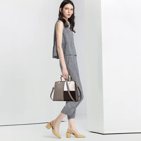 NICOLE&DORIS Women Color Simple Handbags Shoulder Bag Crossbody Messenger Bag Tote Satchel for Lady PU Leather Dark Gray