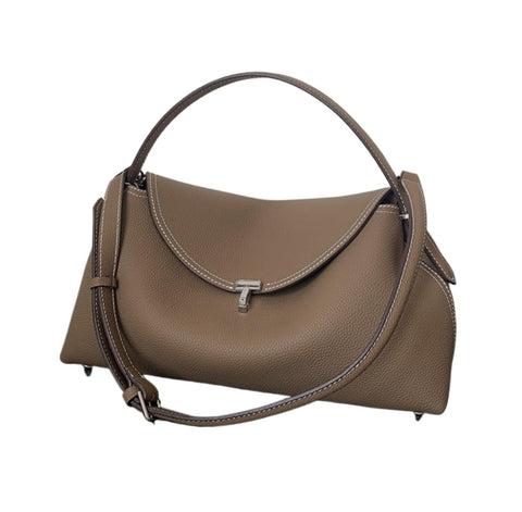 Woman Handbag Luxury Leather Underarm Shoulder Casual Tote Lady Soft Bucket Bag, Gray