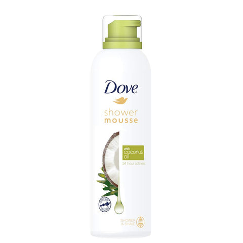Dove Creamy Shower & Shaving Mousse, Infused with Coconut Oil for Nourishment & Moisture, 24 Hour Softness, Sulphate Free, 200 ml