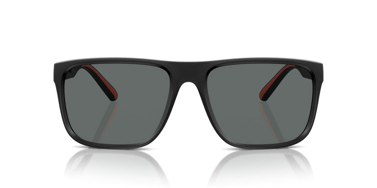 Scuderia Ferrari FZ6002U Universal Fit Square Sunglasses, Matte Black/Polarized Grey, 59 mm