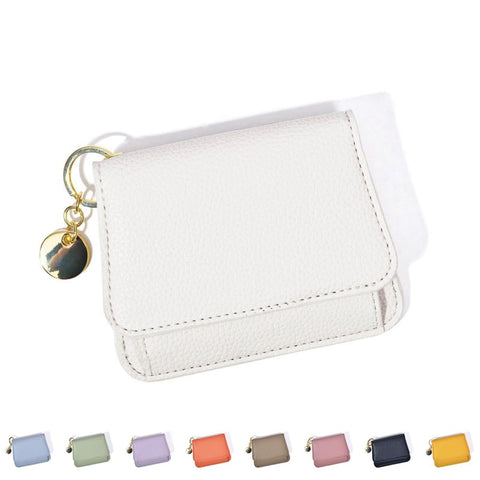 FORPEXIAL Small Wallet for Women Compact & Stylish Organizer with Secure Zip Closure, Affordable Luxury Daily Essential & TraveI Companion Ladies Slim Purse Gifts (White)