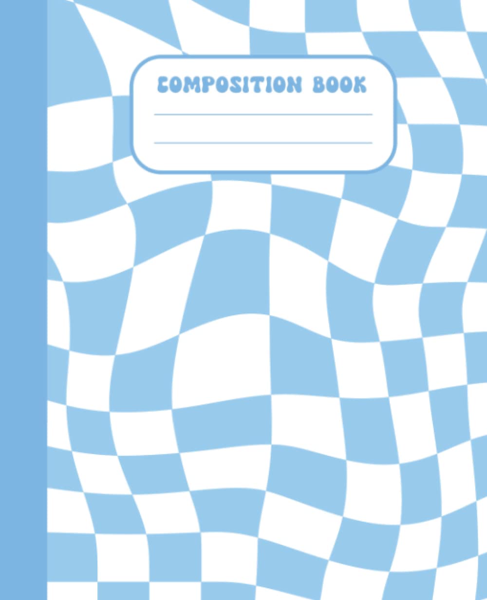 Composition Notebook: Pastel Blue Wavy Checkered Composition Notebook, Cute Pastel Blue Aesthetic Checkered Composition Book College Ruled Pages