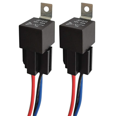 Gebildet JD1912 Car Relay Harness 12V 40A 4 Pin SPST 12AWG Harness Sockets with Color-labeled Wires for Automotive Truck Van Motorcycle Boat (Pack of 2)