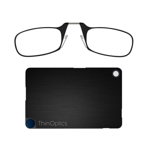 ThinOptics Reading Glasses + FlashCard Case | Black Frame, 1.50 Strength Readers