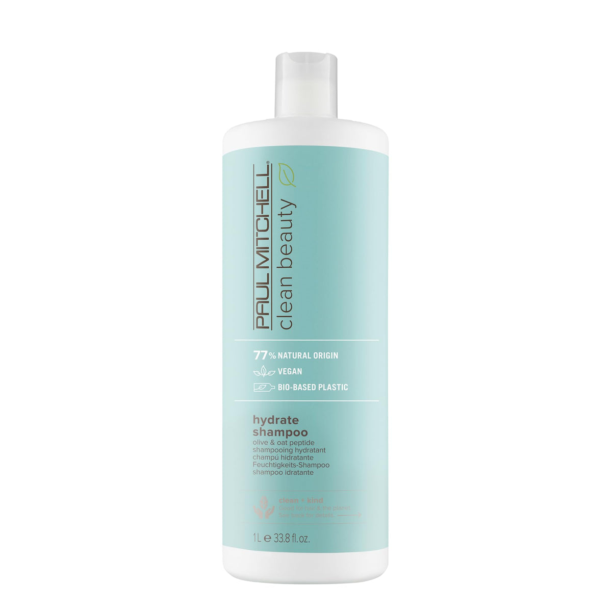 Paul Mitchell Clean Beauty Hydrate Shampoo, Replenishes Hair, Adds Moisture, For Dry Hair, 33.8 fl. oz.