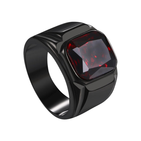 OIDEA Black Signet Rings for Men: Square Onyx Ring Fancy Cut Synthetic Gemstone Ring Stainless Steel Men's Rings Thumb Pinky Ring Biker Statement Ring Jewelry Gift, Size 8