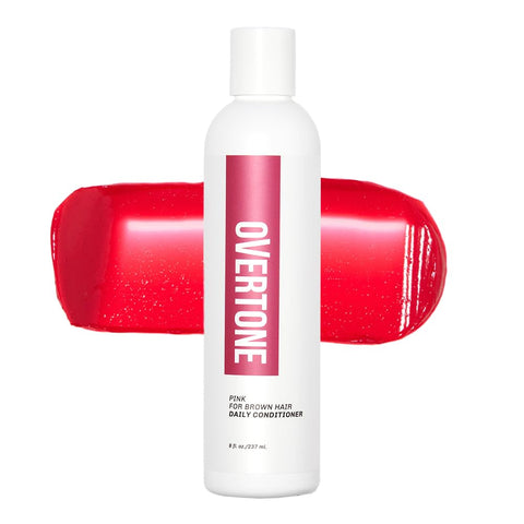 oVertone Haircare Daily Color Depositing Conditioner for Dyed and Undyed hair - 8 oz Semi-permanent Hair Conditioner With Shea Butter & Coconut Oil - Prevent Fading & Refresh Color - Pink for Brown
