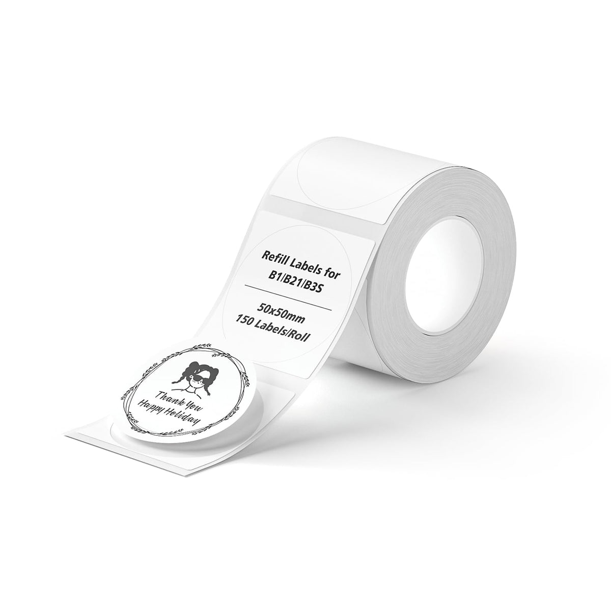NIIMBOT B1 Label Tape B21 Self-Adhesive Labeling Tape 40x40mm Round Thermal Label Print Paper NIIMBOT Labels for Barcode/Address/Mailing/Logo/Business/Home Tag, 180 Labels/Roll, White