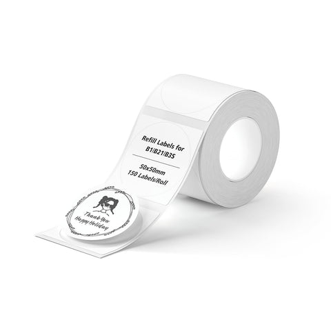 NIIMBOT B1 Label Tape B21 Self-Adhesive Labeling Tape 40x40mm Round Thermal Label Print Paper NIIMBOT Labels for Barcode/Address/Mailing/Logo/Business/Home Tag, 180 Labels/Roll, White