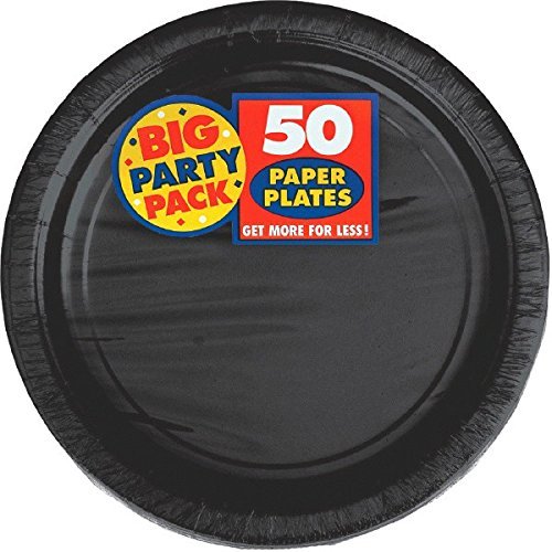 amscan Big Party Pack Paper Luncheon Plates 7-Inch, 100/Pkg, Black