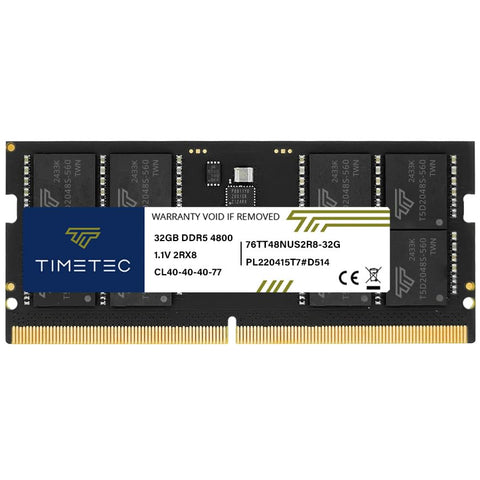 Timetec 32GB DDR5 4800MHz PC5-38400 Unbuffered Non-ECC 1.1V CL40 2Rx8 Dual Rank 262Pin SODIMM Laptop Memory RAM Module Upgrade