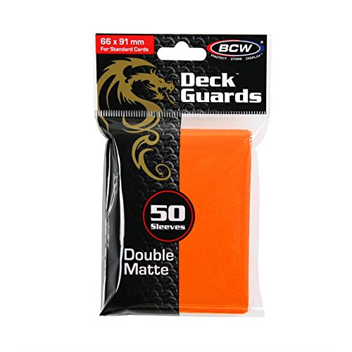 50 Premium Orange Double Matte Deck Guard Sleeve Protectors for Gaming Cards like Magic The Gathering MTG, Pokemon, YU-GI-OH!, & More.