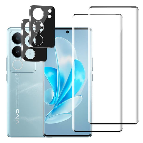 chejuza Screen Protector for Vivo V29 and Camera Film, 9H Hardness, Full Coverage Tempered Glass, Anti-Scratch, HD Screen Protector
