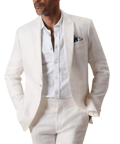 ZIWOCH Men's Sports Suit Jacket Two Button Business Casual Blazer Wedding Jackets (US, Alpha, XX-Large, Regular, Regular, White)