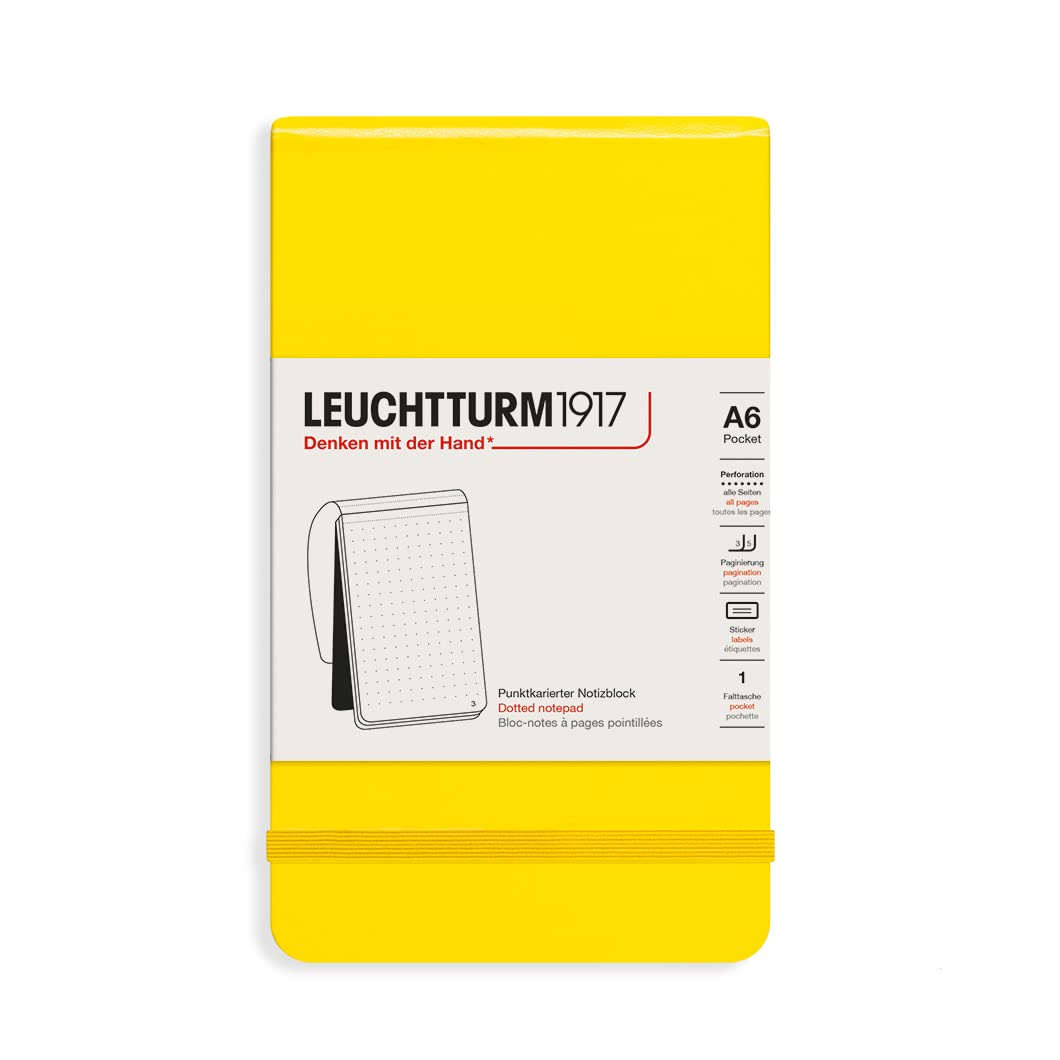 LEUCHTTURM1917 - Pocket Notepad A6-184 Dotted Micro-Perforated Pages, Lemon