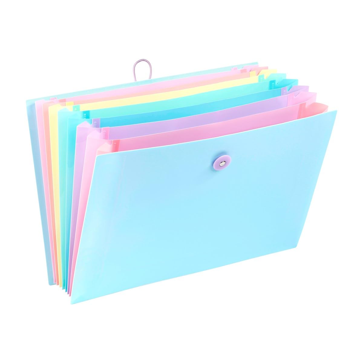 Viquel - Expanding File with 8 Compartments for A4 Rainbow Pastel Documents - Blue