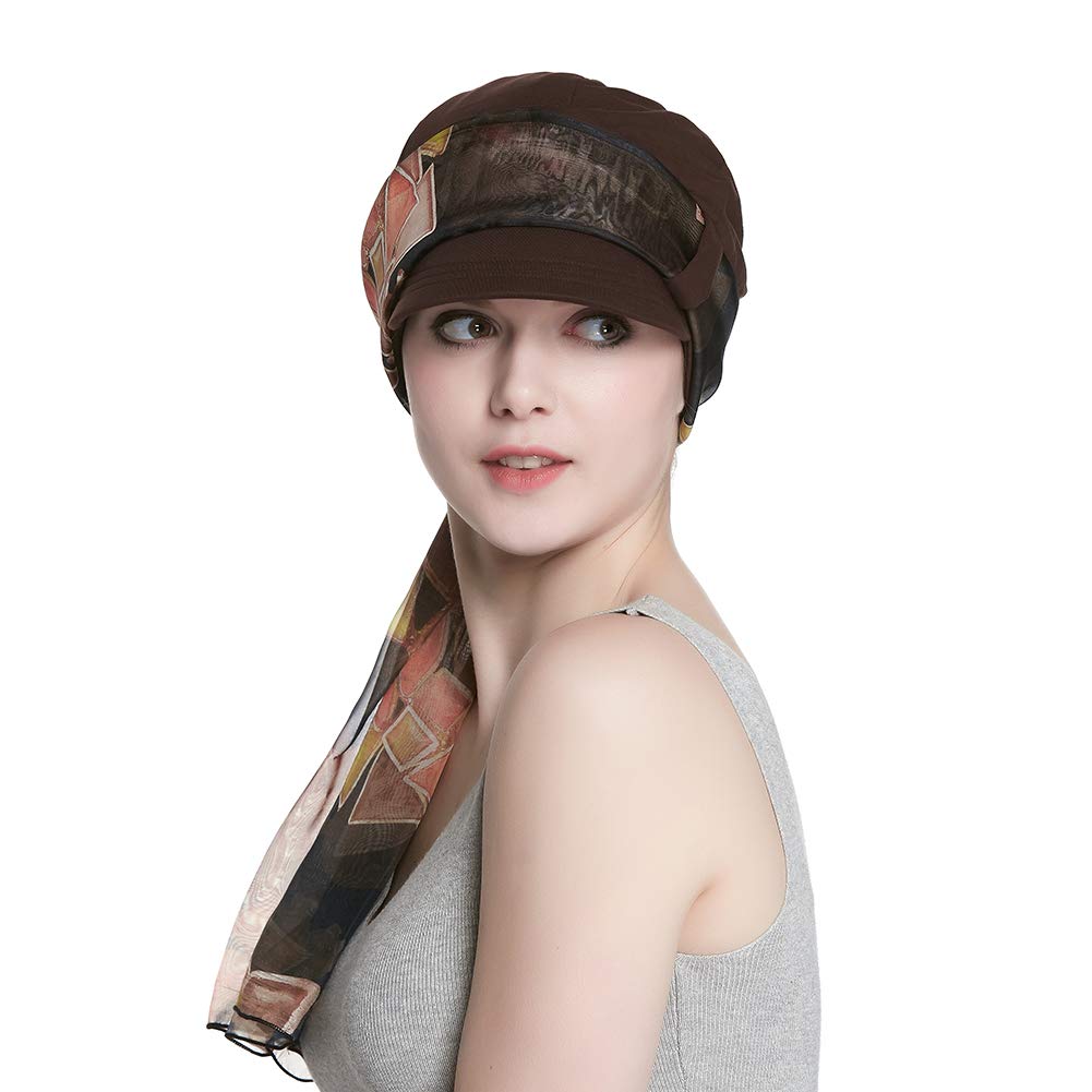 Alnorm Cotton Beanie Cancer Hat with Brim for Women