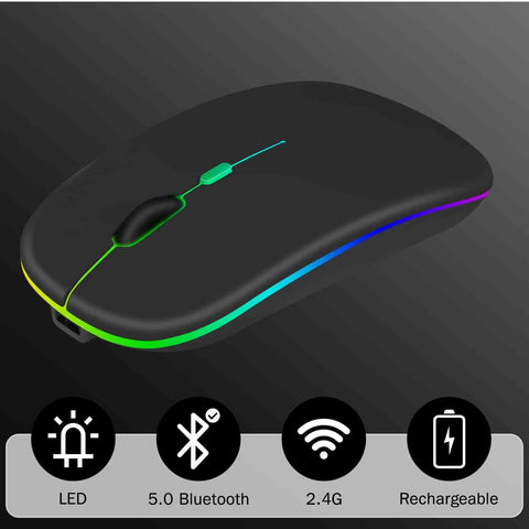 UrbanX 2.4GHz & Bluetooth Mouse, Rechargeable Wireless LED Mouse for alcatel Pixi 3 (8) 3G Also Compatible with TV/Laptop/PC/Mac/iPad pro/Computer/Tablet/Android - Pure White